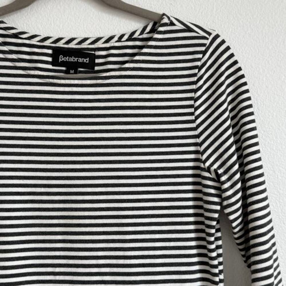Betabrand 30-Day‎ Travel Gray Striped Knit Dress M Capsule Wardrobe Minimalist - Picture 3 of 5